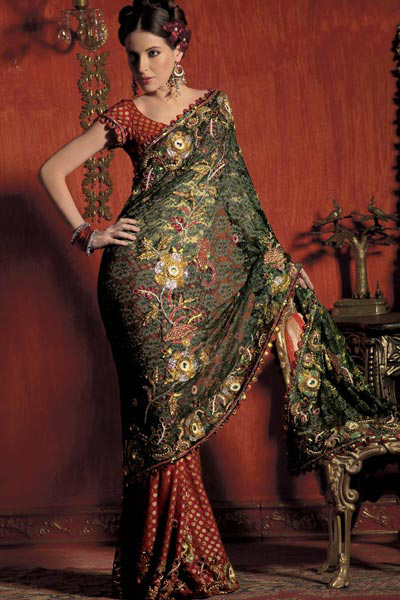 Sari is generally made from 6 yards of cloth and wrapped around the body